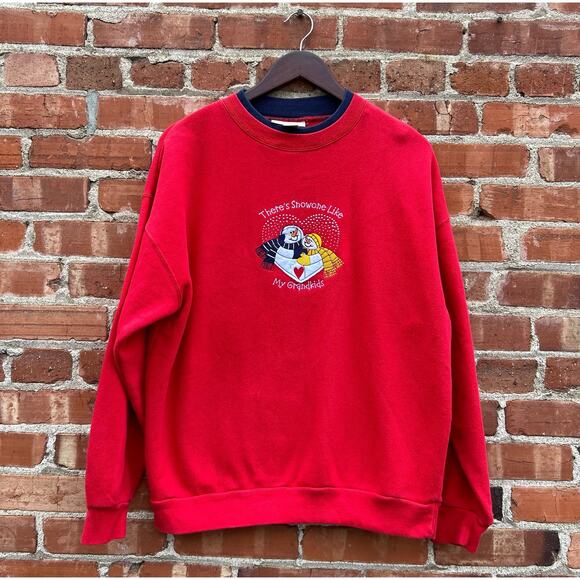 VTG “There’s Snowone Like My Grandkids” Sweatshirt Size L - Picture 1 of 4